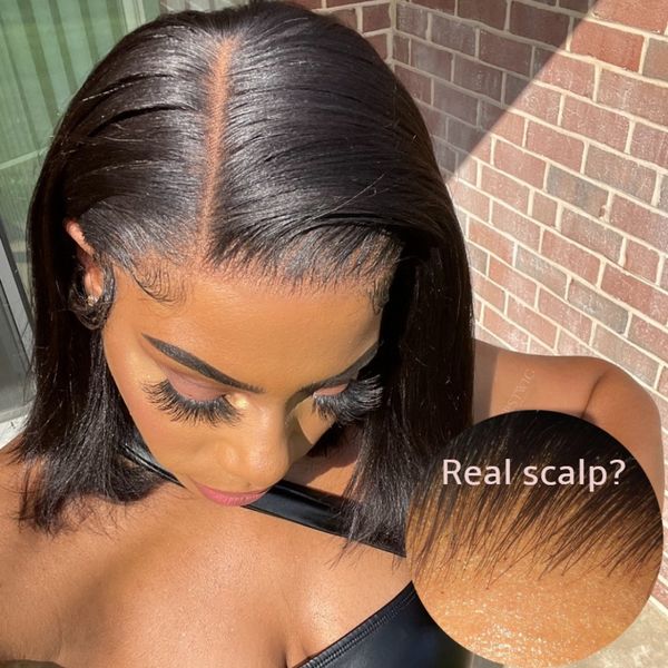 13X4 Lace Frontal Elegant Short Yaki Straight Wig