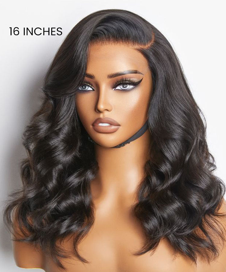 Pre Curled Body Wave 13x4 Transparent Lace Front Human Hair Wigs Pre Plucked Natural Color