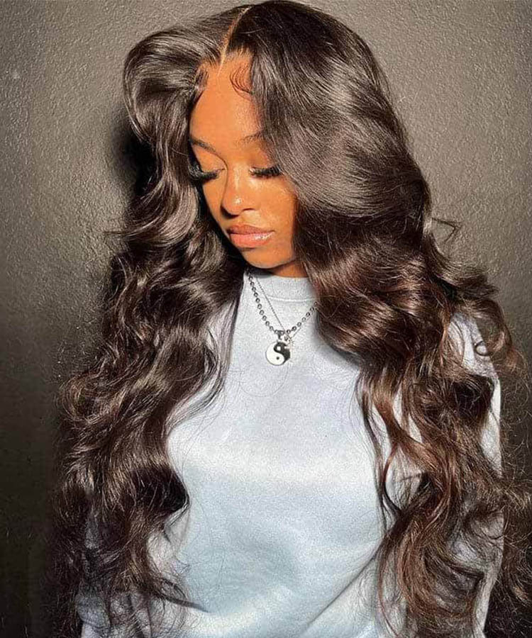 Pre Curled Body Wave 13x4 Transparent Lace Front Human Hair Wigs Pre Plucked Natural Color