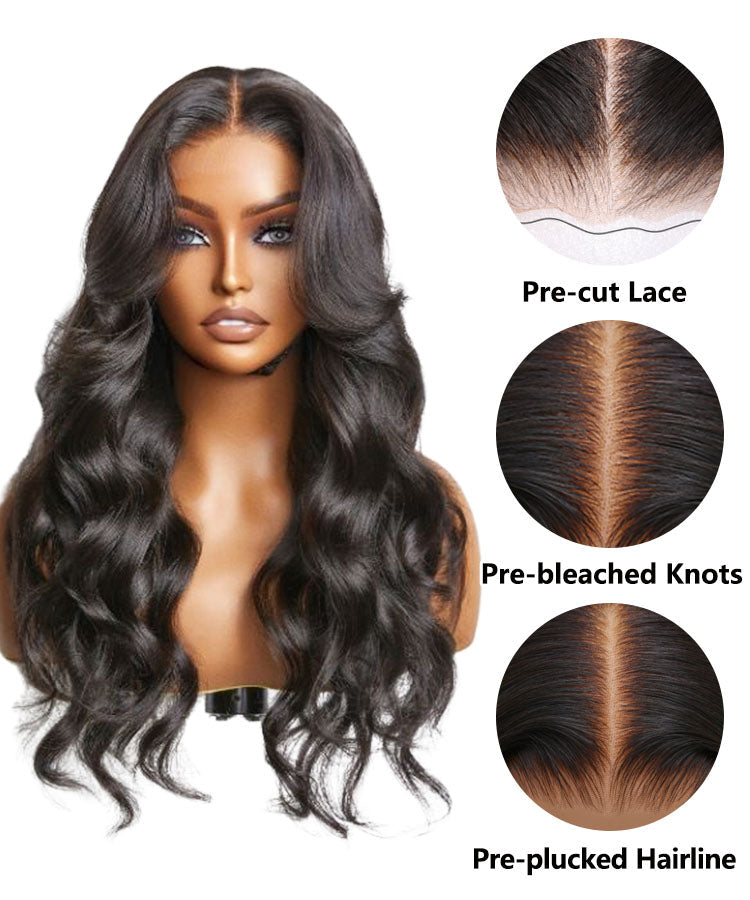 Wear & Go | Pre-bleached Invisible Lace Wig Body Wave Pre-cut Lace Glueless Wig