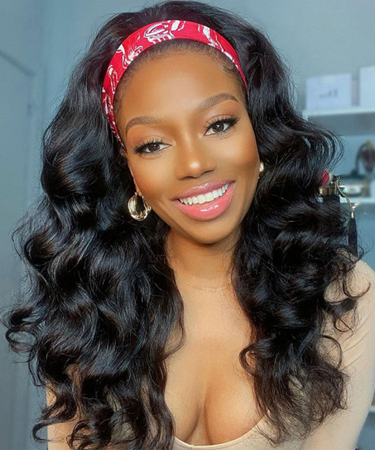 Body Wave Headband Wig Glueless 150% Density Natural Human Hair Wig