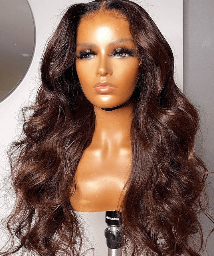 #4 Dark Brown Body Wave Wig 13x4 HD Lace Front Colored Human Hair Wigs