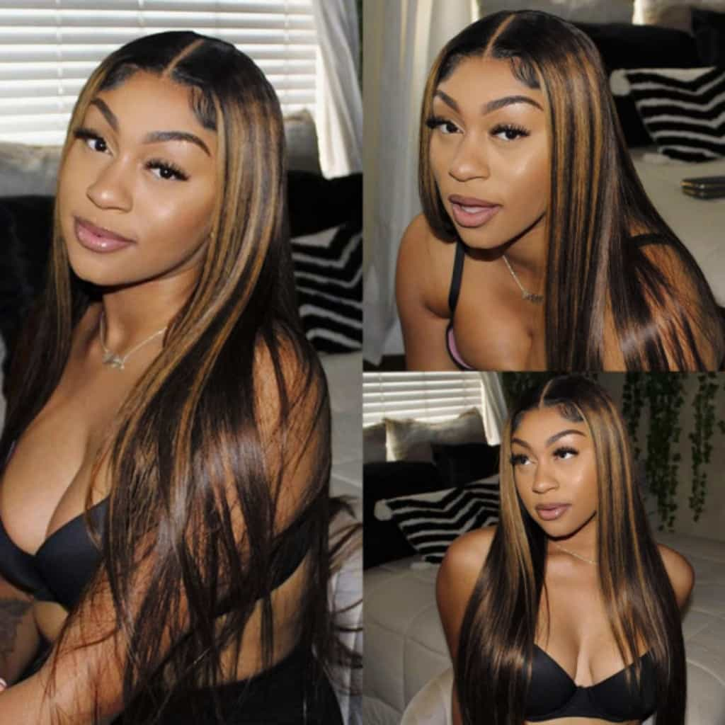 Highlight P4/30 Straight Human Hair Wigs Lace Frontal Wig Pre Plucked