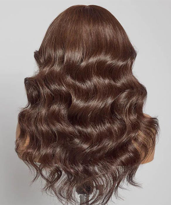 Chestnut Brown Curtain Bangs 13x4/5x5 HD Lace Body Wave Glueless Wig