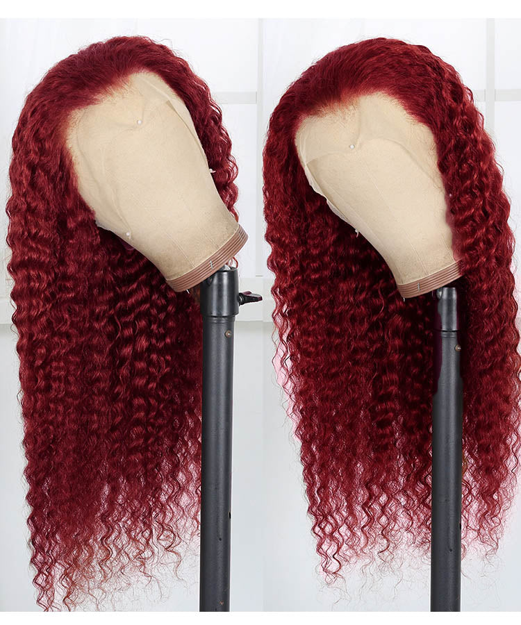 99J Burgundy Deep Wave Hair Pre Colored Lace Front Wigs