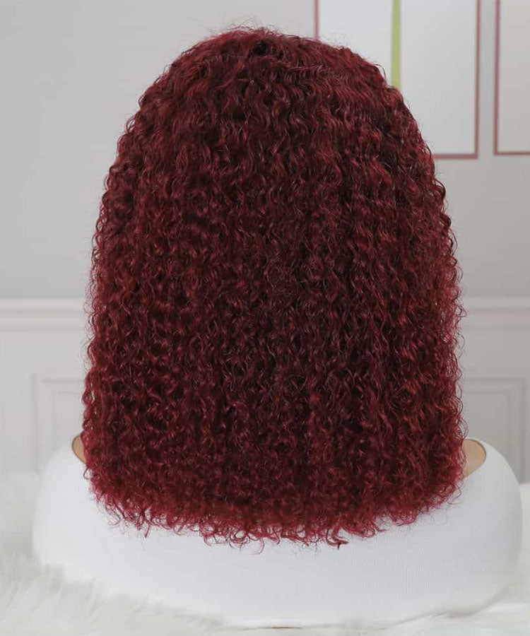 Burgundy 99J Curly Short Bob 13x4 Lace Front Human Hair Wigs