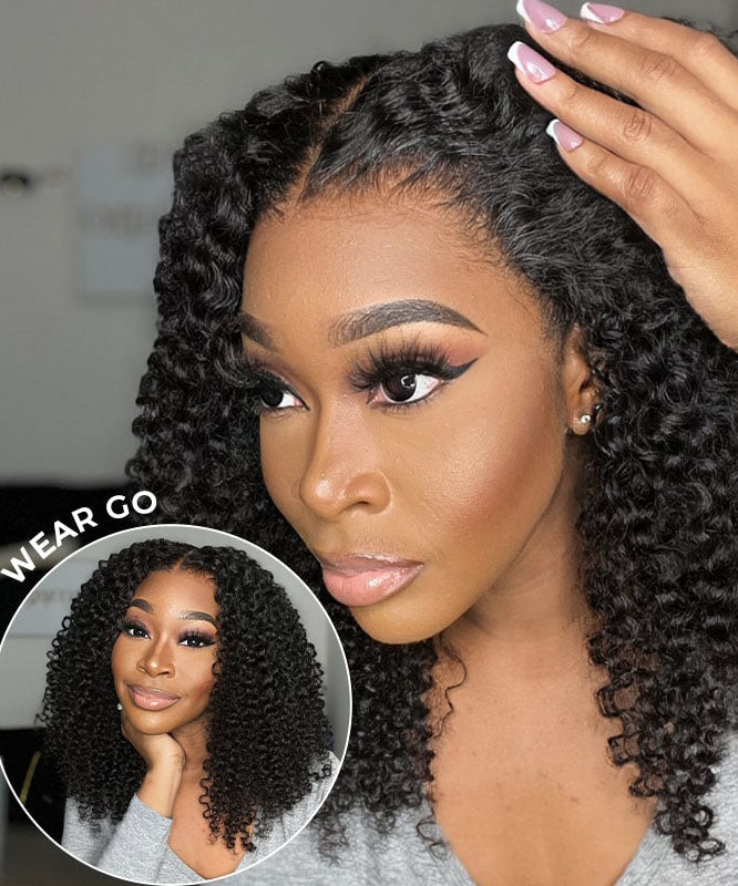 Wear Go Kinky Curly Wig HD Lace Closure Pre Bleached Tiny Knots