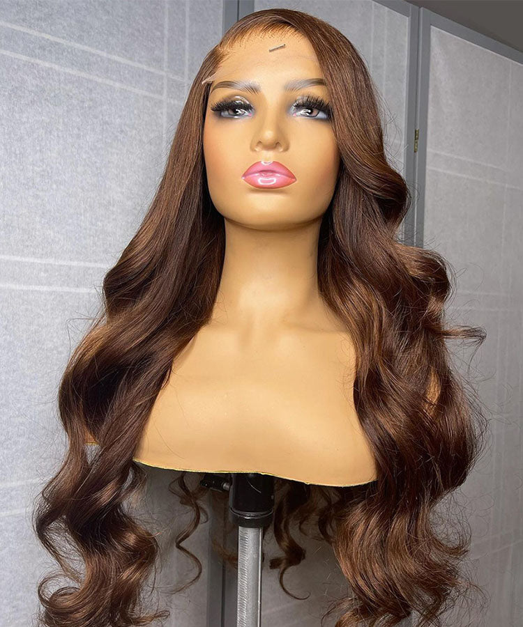 #4 Dark Brown Body Wave Wig 13x4 HD Lace Front Colored Human Hair Wigs