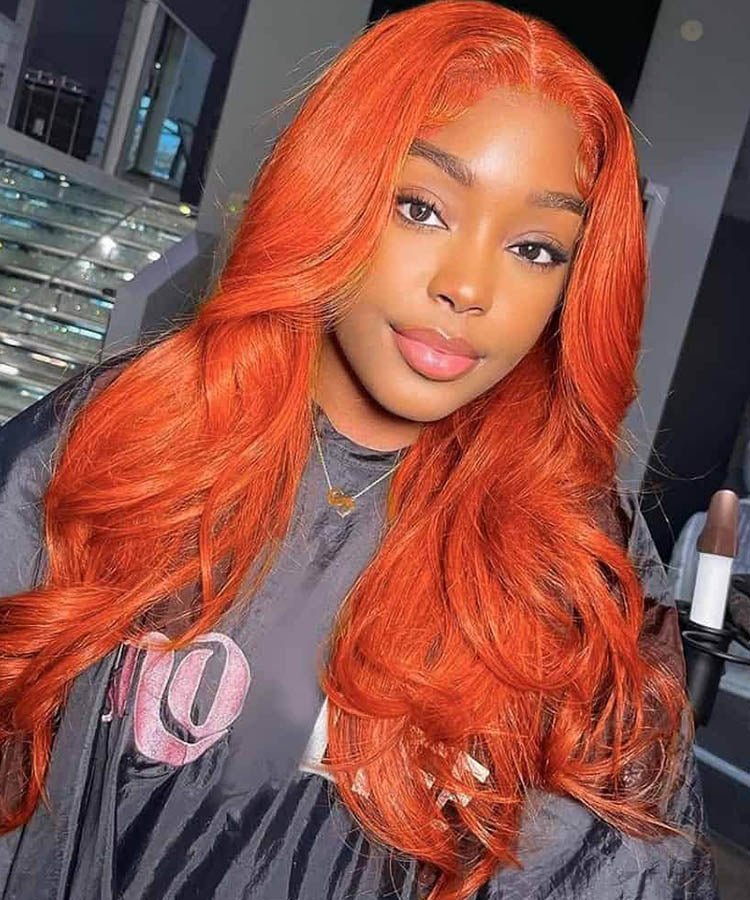 Ginger Body Wave Human Hair Wigs Transparent 13x4 Lace Frontal Wig