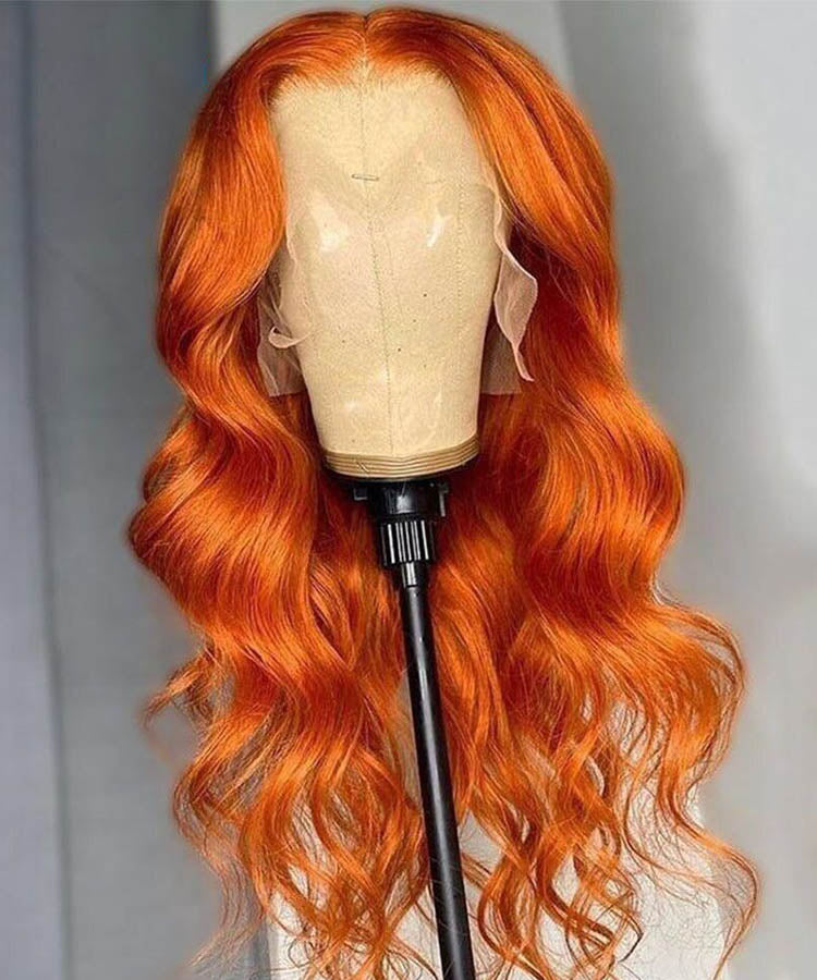 Ginger Body Wave Human Hair Wigs Transparent 13x4 Lace Frontal Wig