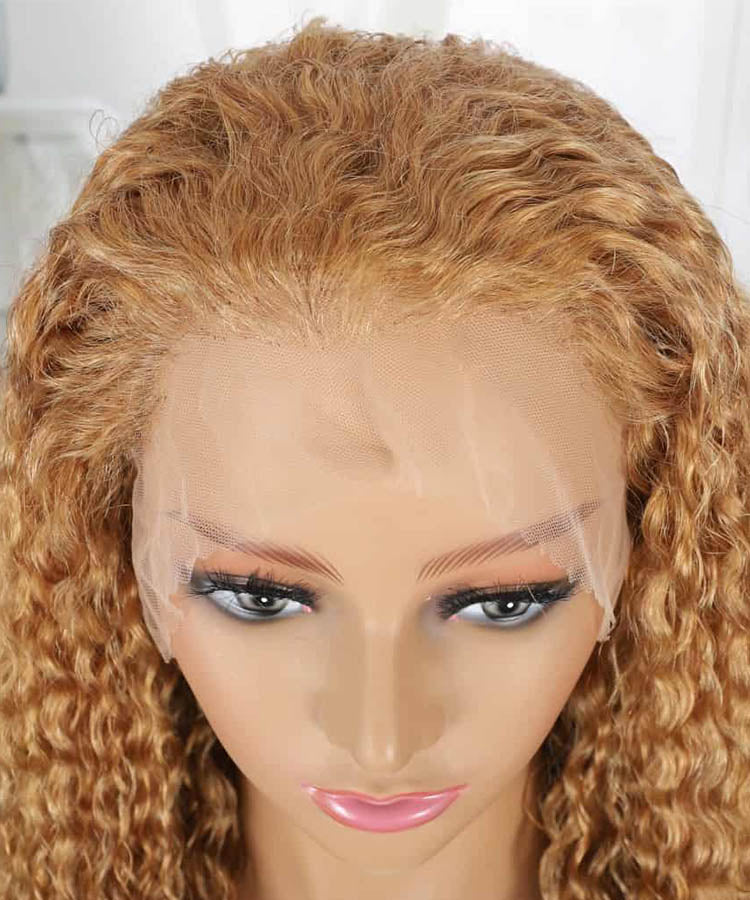 Glueless Loose Deep 4x4 13×4 HD Lace Wig Honey Blonde #27 Colored Wigs