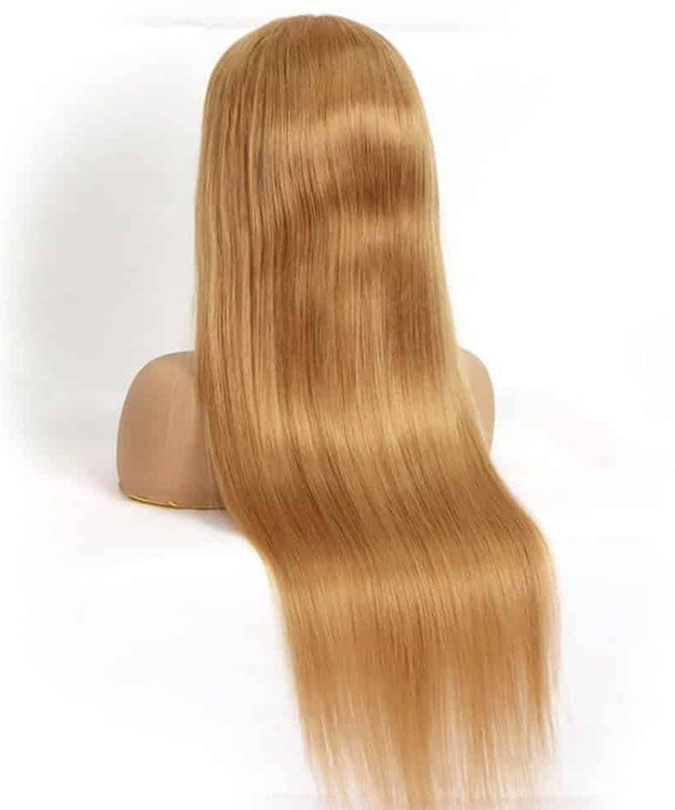 #27 Honey Blonde Straight Hair 13x4 HD Transparent Lace Frontal Wig 180% Density