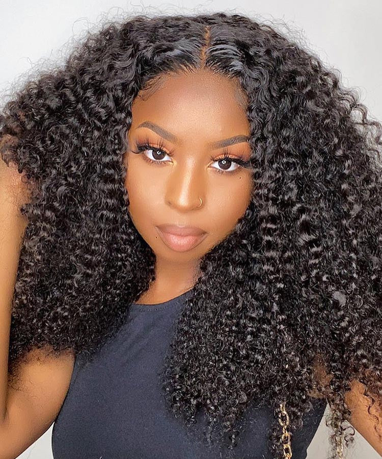 Thick Fluffy 13x4 Kinky Curly Lace Frontal Wigs With Baby Hair