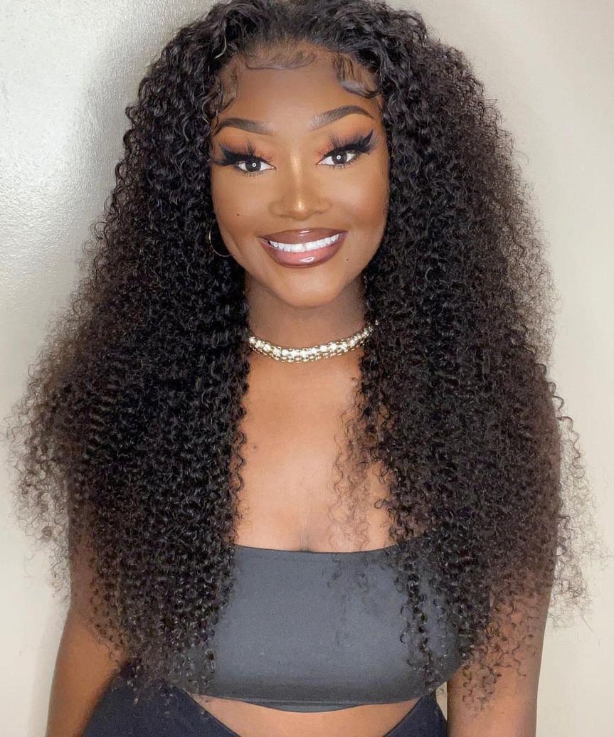 Thick Fluffy 13x4 Kinky Curly Lace Frontal Wigs With Baby Hair