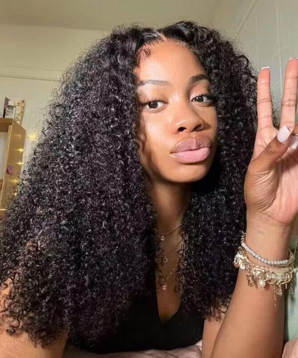 Thick Fluffy 13x4 Kinky Curly Lace Frontal Wigs With Baby Hair