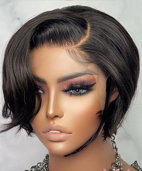 Straight Pixie Cut Short Bob Lace Wig Affordable Pre-styled Mature Boss Style