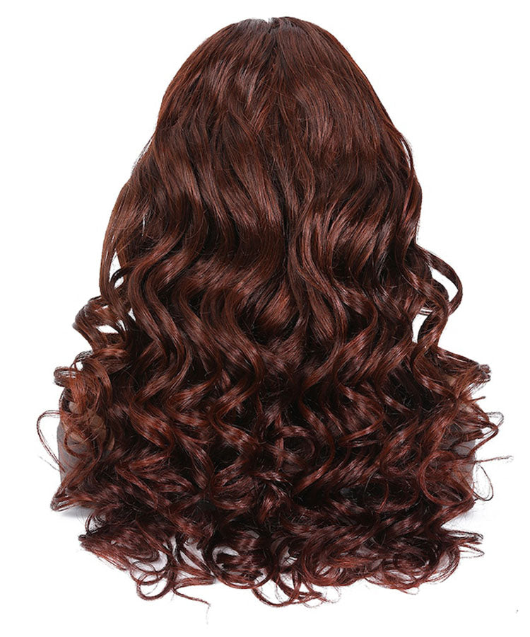 Reddish Brown Fall Color Body Wave Wig 13x4 Transparent Lace Front For Women