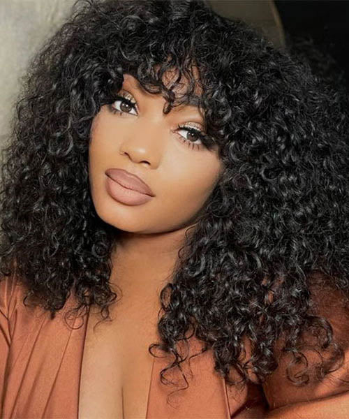 Curly Bob Wig With Bangs Human Hair 13x4 Swiss Lace Front Wig