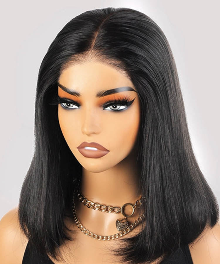 Straight Glueless Bob Wig Pre Cut 5x5 HD Lace Wear Go Wig