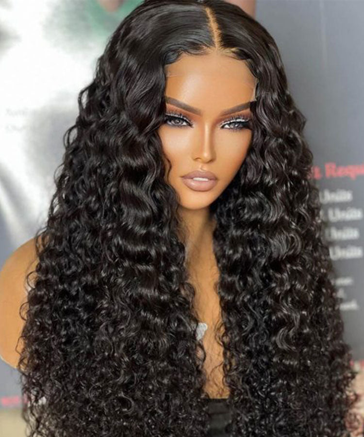 Water Wave Lace Closure Wig Pre Plucked With Baby Hair 180% Density Remy Hair