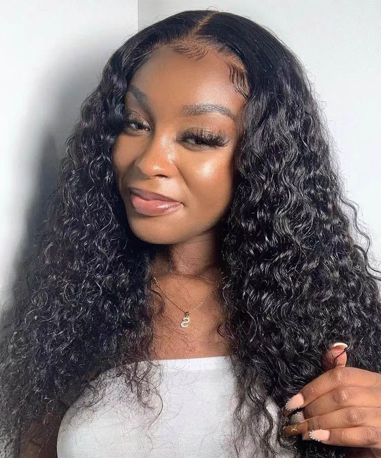 Water Wave Lace Closure Wig Pre Plucked With Baby Hair 180% Density Remy Hair