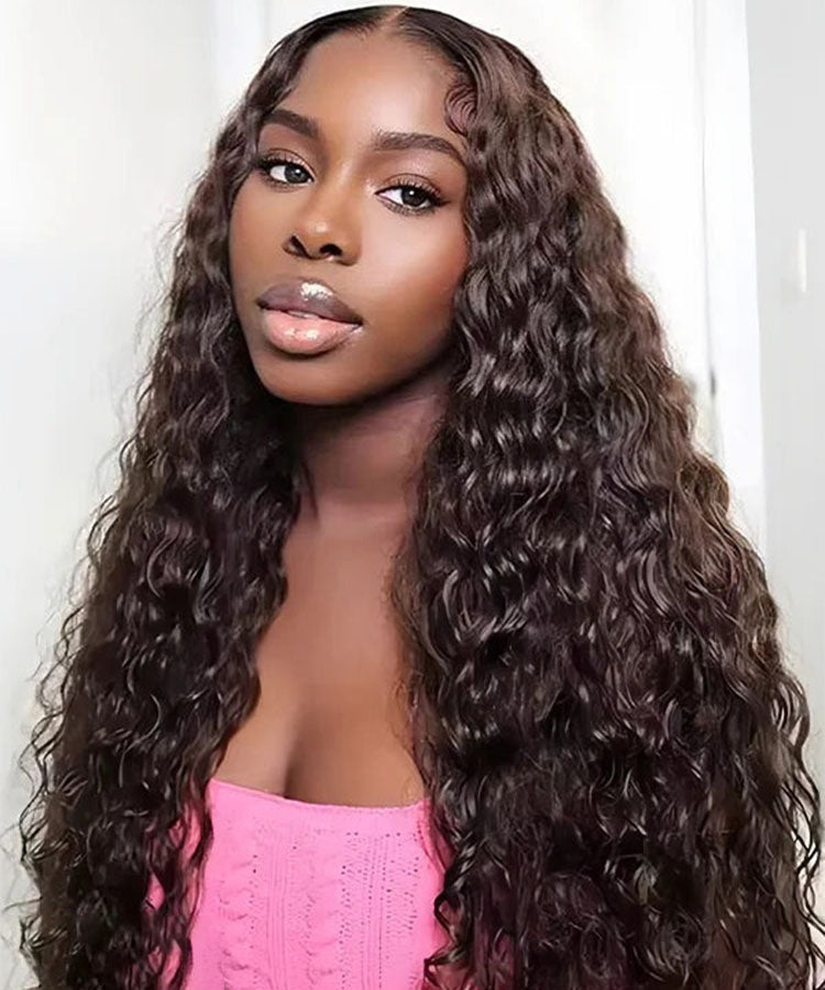 Wear & Go 5x5 Lace Closure Water Wave Chestnut #4 Dark Brown Glueless Wigs